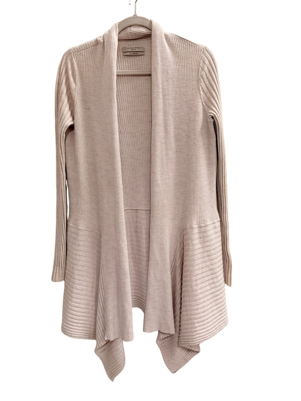 AllSaints Keld merino wool long cardigan cream Size Medium
